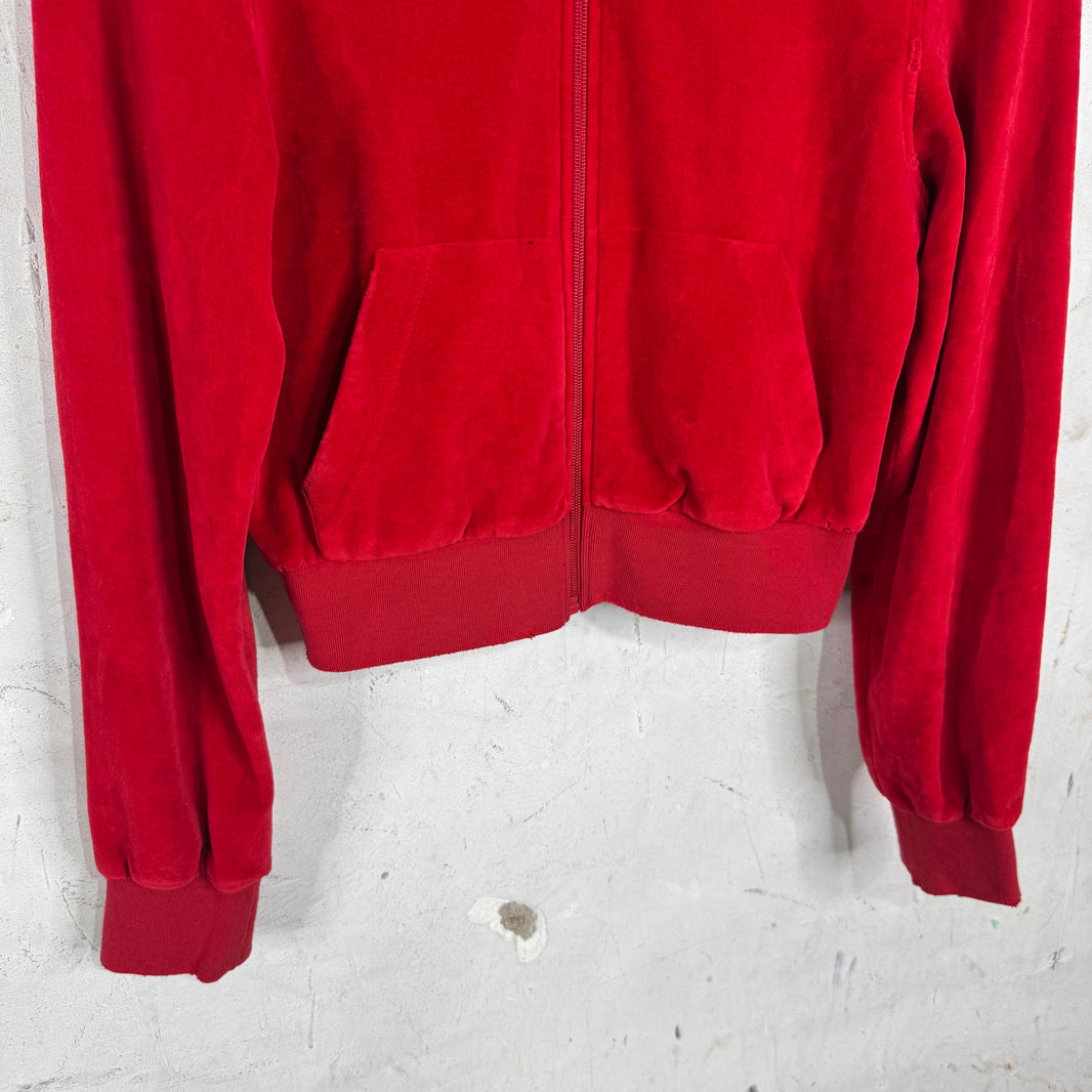 Balenciaga Rhinestoned Distressed Velvet Zip Up Hoodie