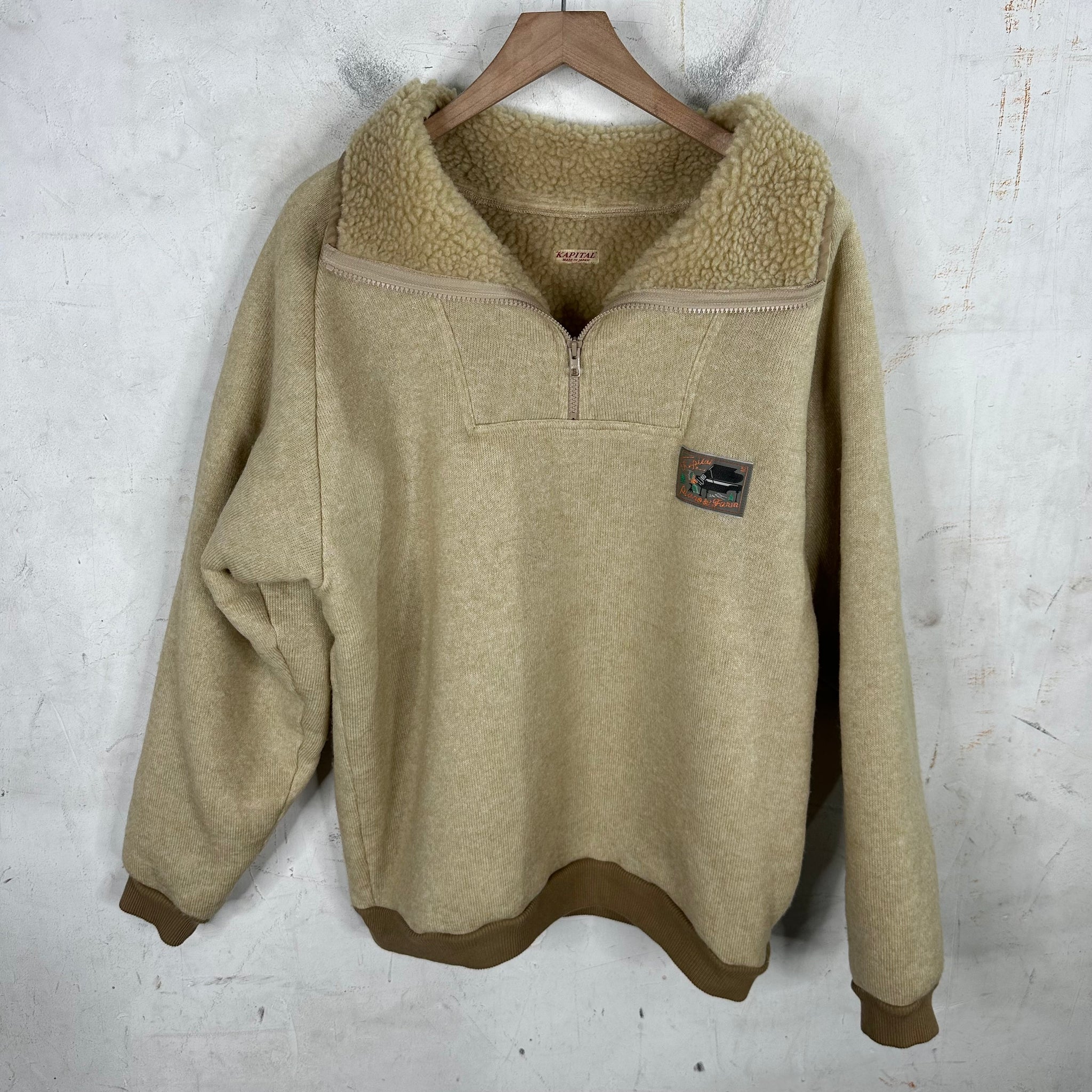 Kapital Sherpa Lined Zip Pullover