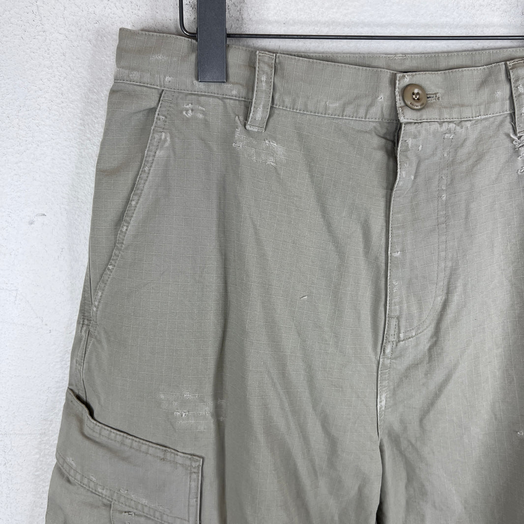 Balenciaga Beige Cropped Cargo Ripstop Long Shorts