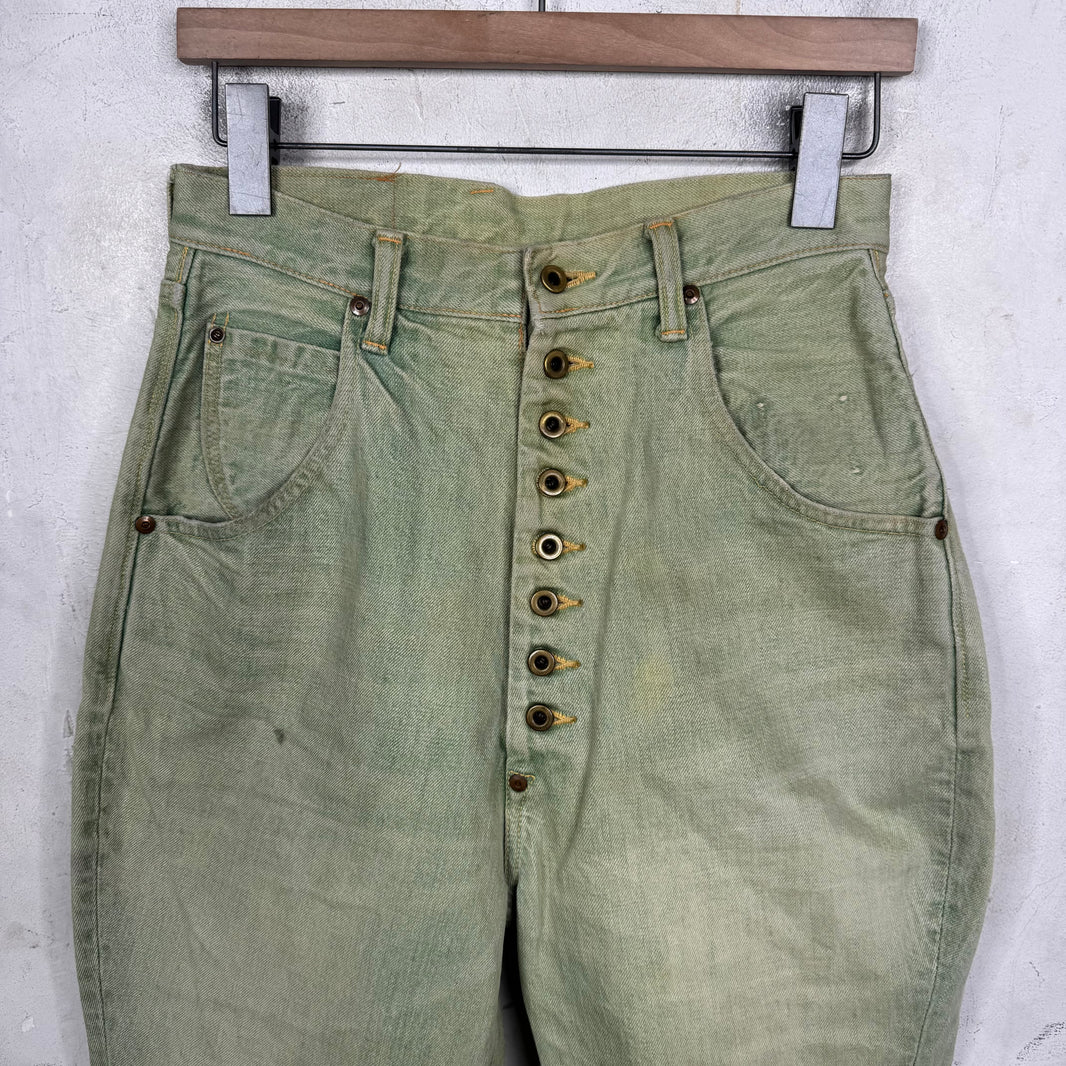 Kapital Mint Buttonfly Flared Jeans