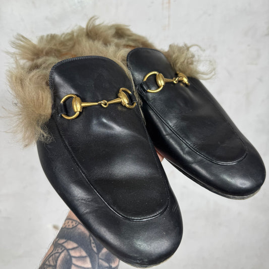 Gucci Furry Horsebit Mule