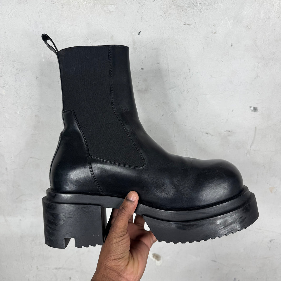 Rick Owens Leather Chelsea Bogun Boots