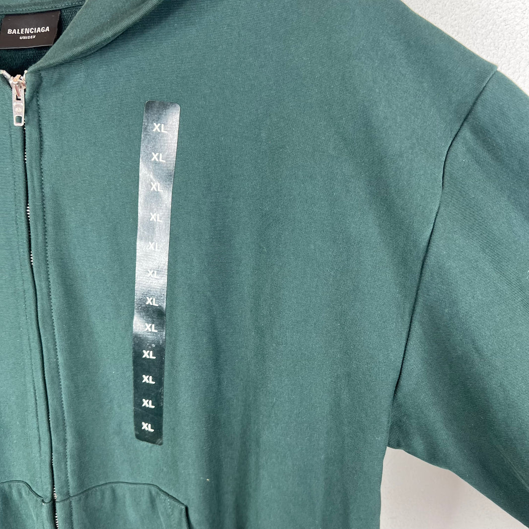 Balenciaga Sample Dark Green Size Sticker Zip Up Hoodie