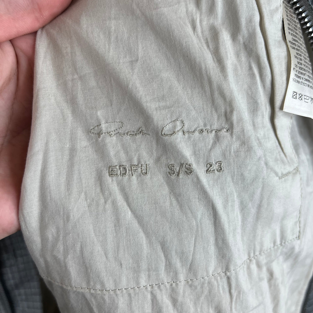 Rick Owens Gray Edfu Grid Bomber Jacket