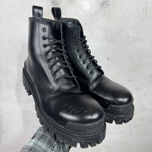 Balenciaga Black Leather Strike Boots