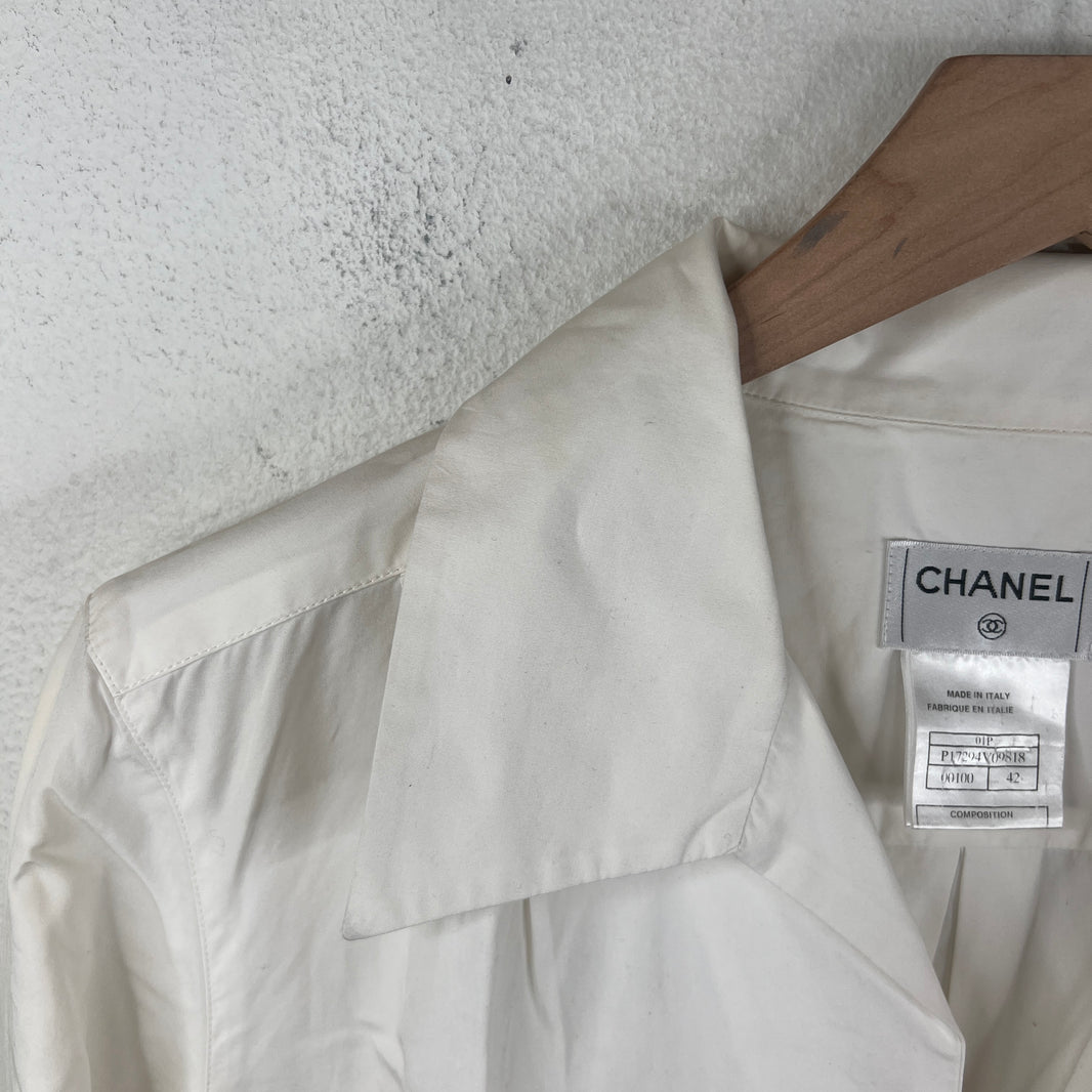 Chanel White Zip Up Thin Jacket