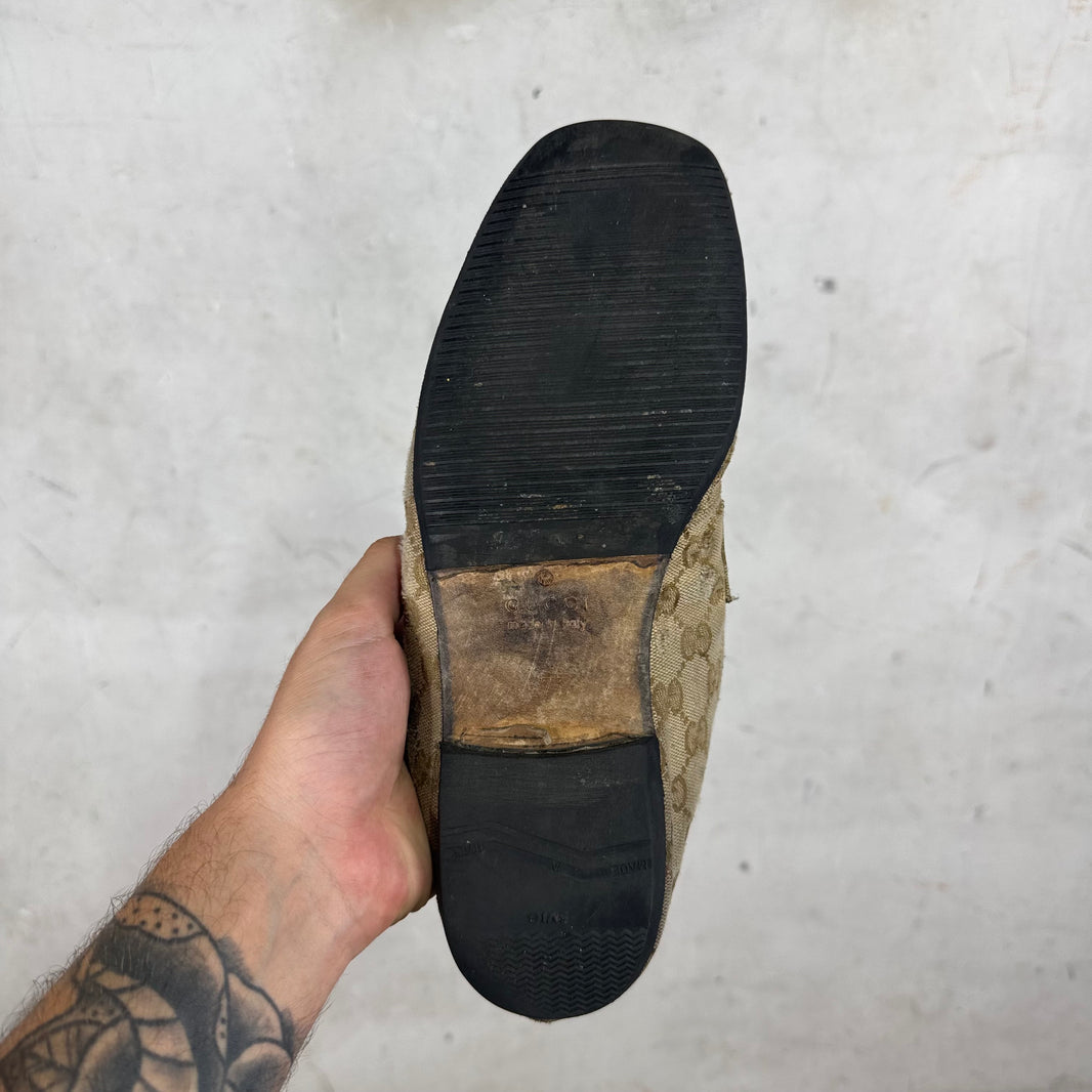 Gucci Monogram Ragazzo Horsebit Mules