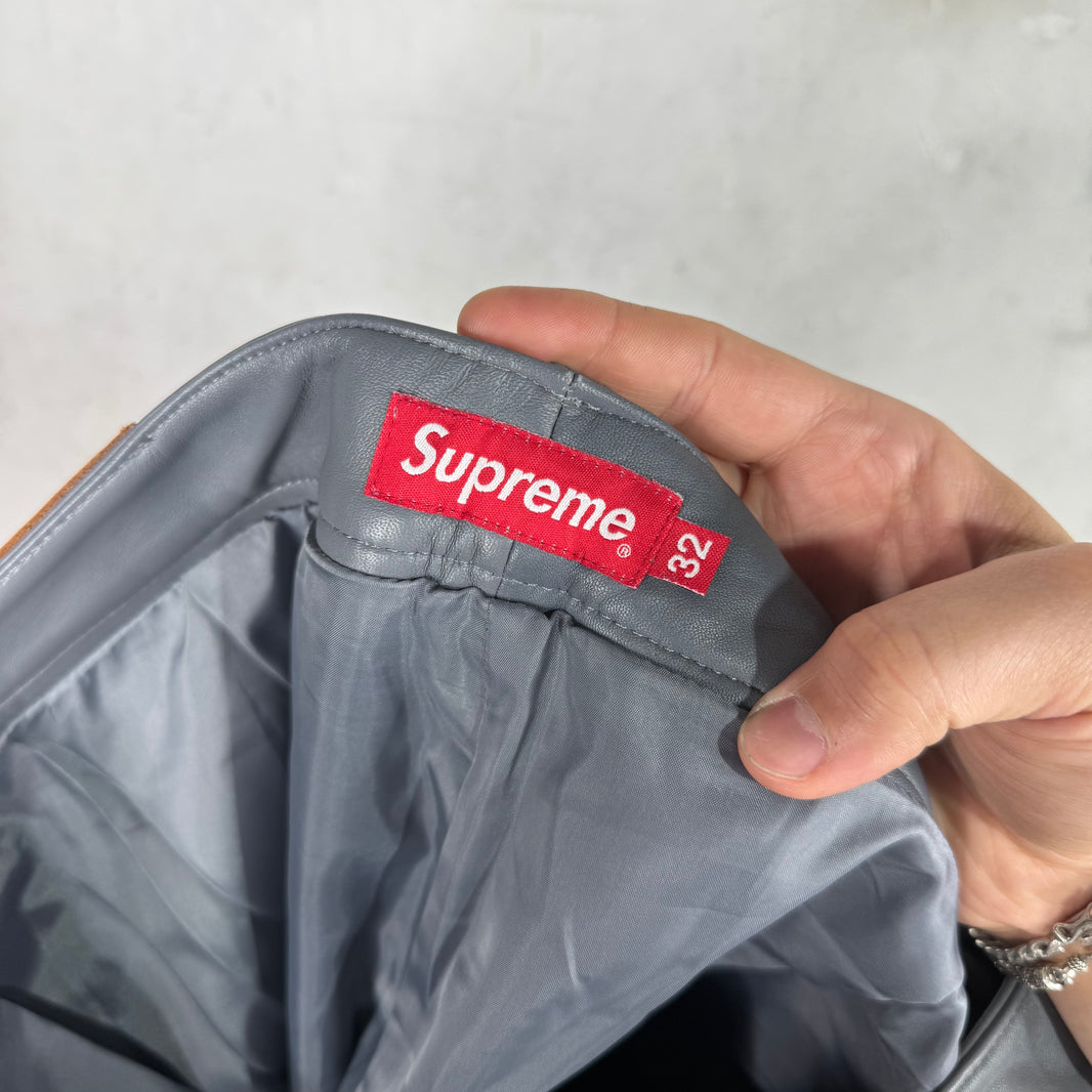 Supreme Grey Leather Pants
