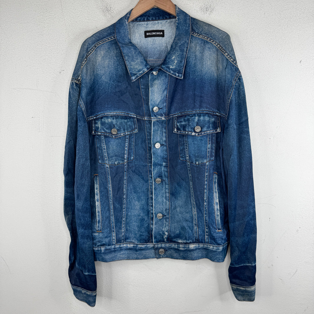 Balenciaga Tromp Viscose Button Up Denim Jacket