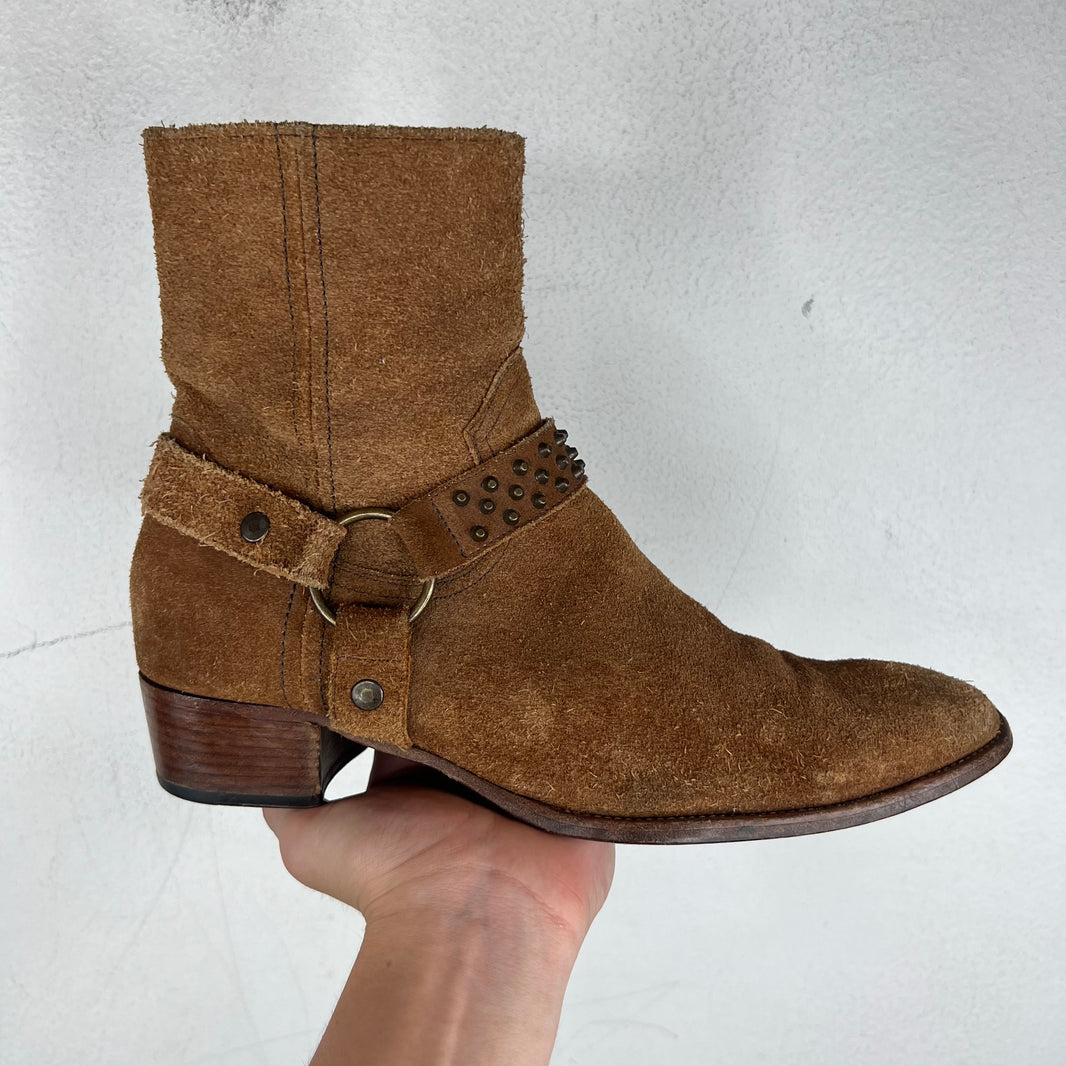 Saint Laurent Studded Suede Wyatt Boots