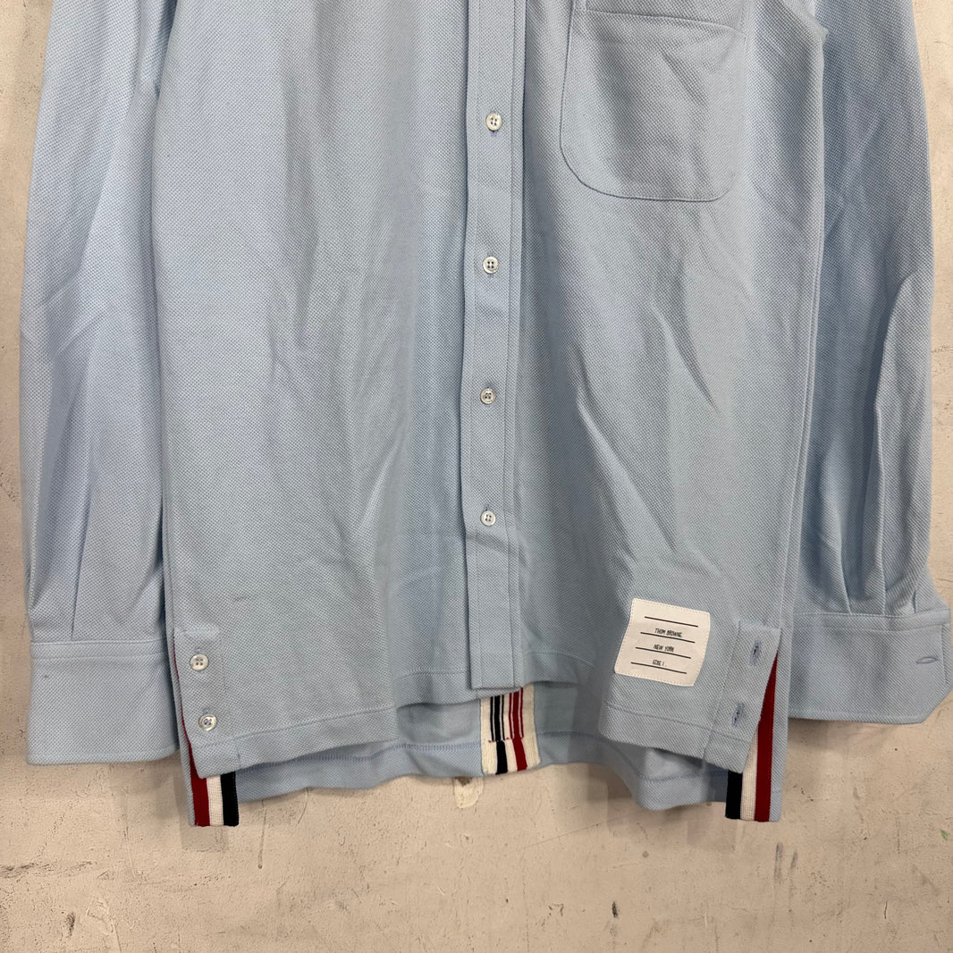 Thom Browne Light Blue Cotton Jersey Button Up