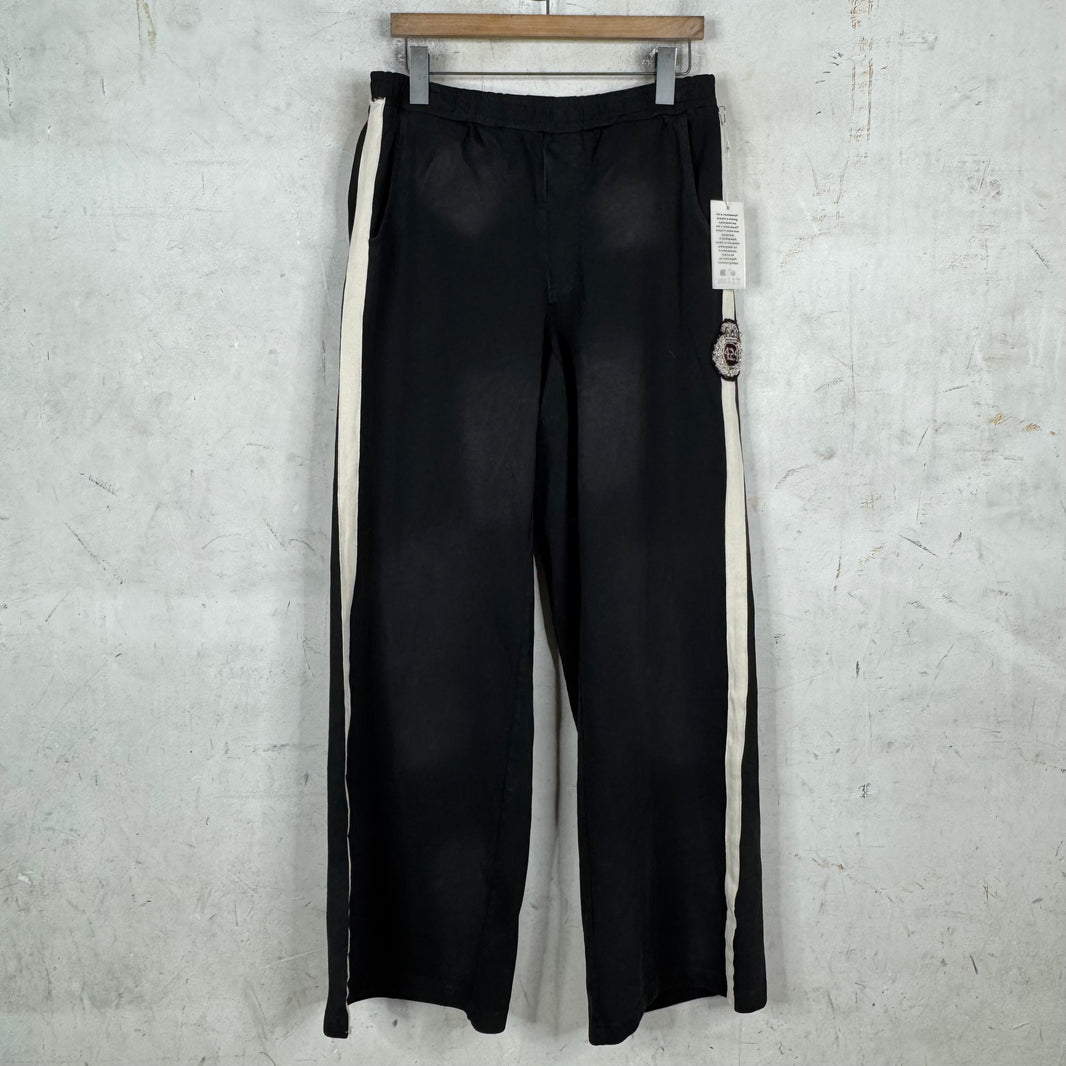 424 Black Stripped Ripped Sweatpants