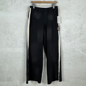 424 Black Stripped Ripped Sweatpants