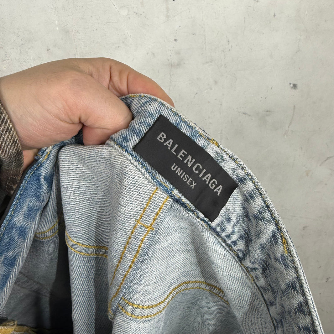 Balenciaga Light Wash Split Drawstring Jeans