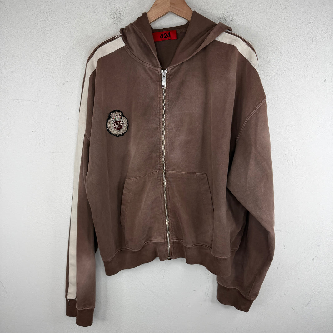 424 Academy Crest Brown Zip Hoodie
