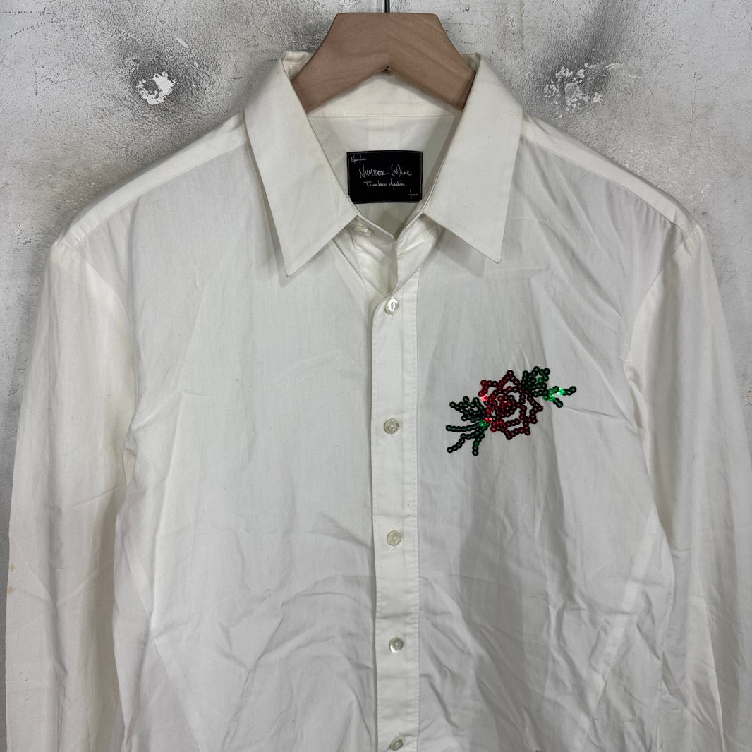 Number Nine Sequined Rose Shirt