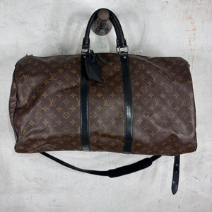 Louis Vuitton Brown Monogram Black Trim Keepal 55