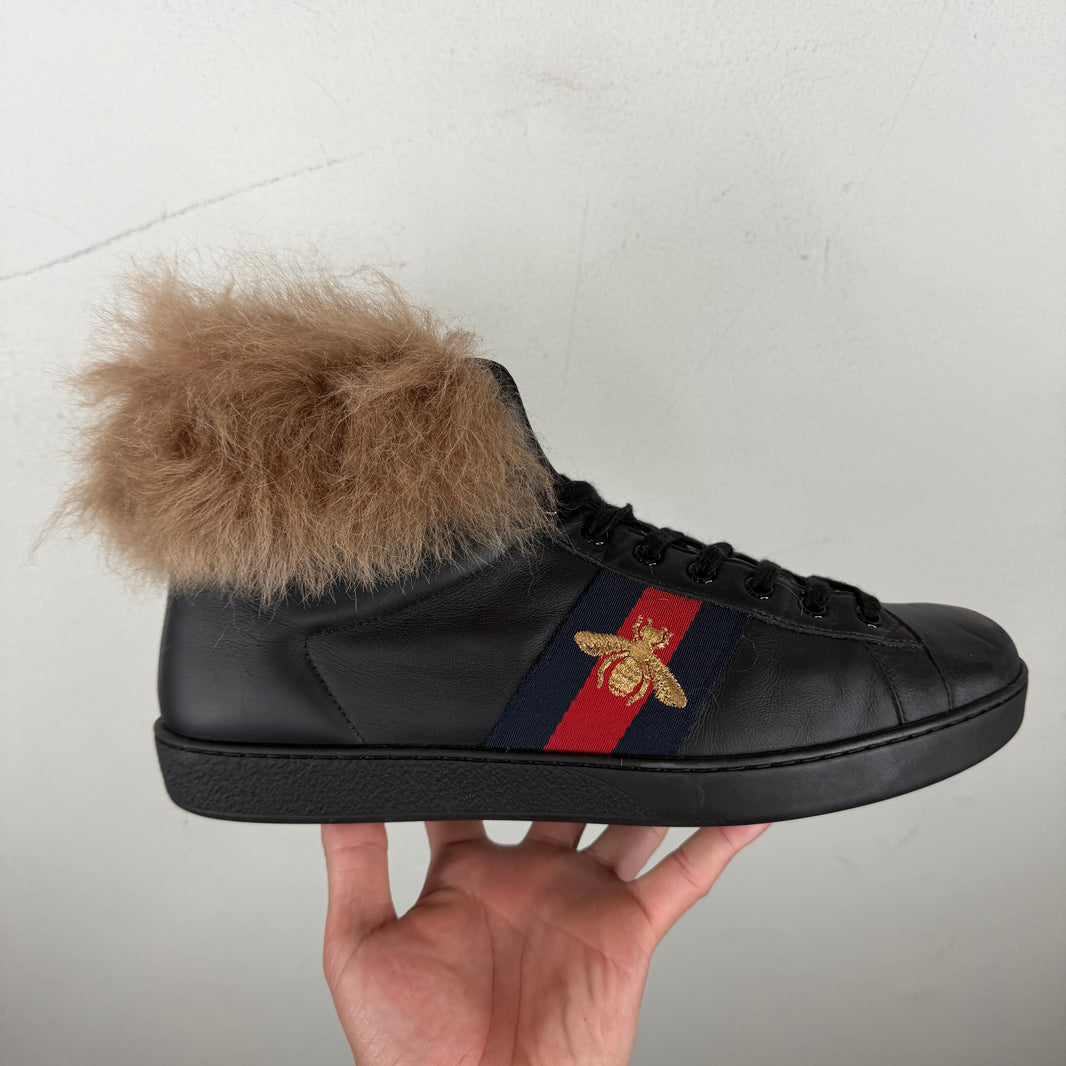 Gucci Hi-Top Fur Ace Sneakers