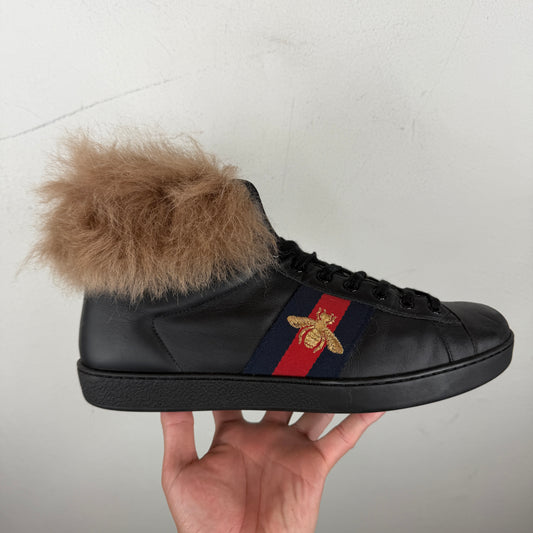 Gucci Hi-Top Fur Ace Sneakers