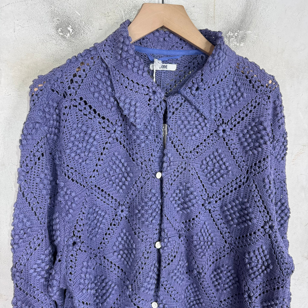 Bode Purple Crochet Shirt