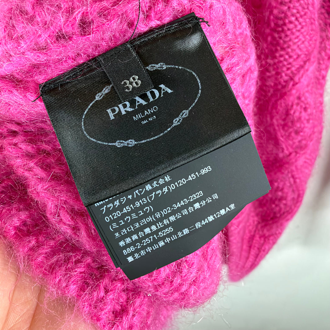 Prada Fur Shoulder Pink Knit Sweater