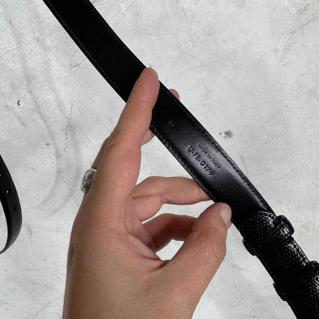 Celine Thin Black Pebbled Belt