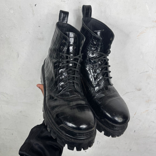 Balenciaga Croc Leather Strike Boots
