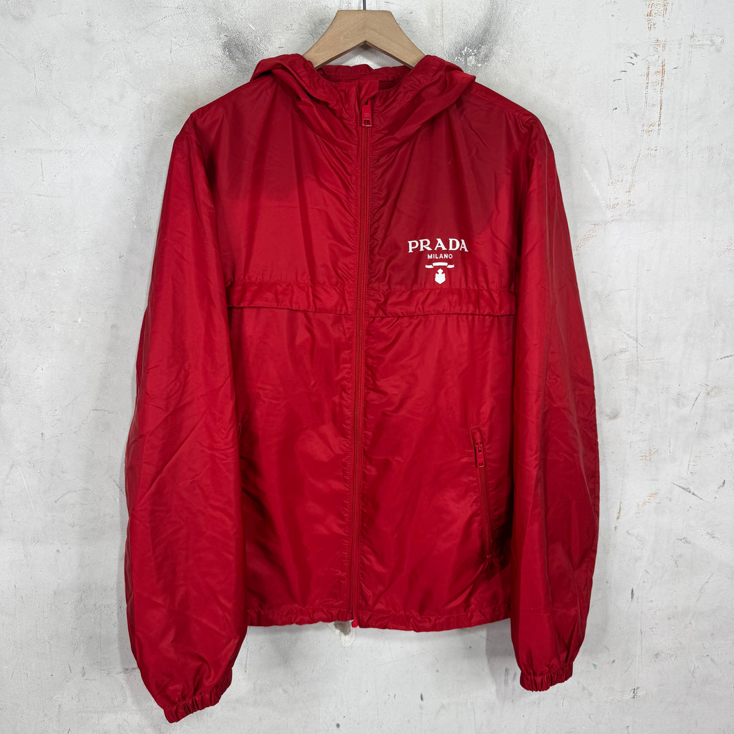 Prada Red Crest Logo Windbreaker