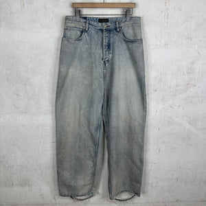 Balenciaga Lightwash Baggy Distressed Hem Jeans