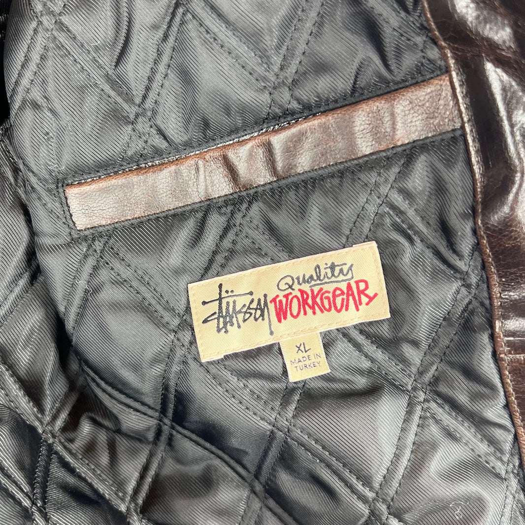 Stussy Brown Leather Garage Jacket