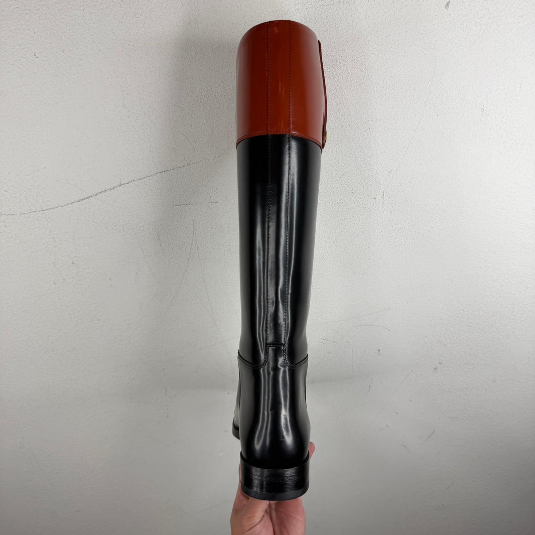 Gucci Two Tone Leather Riding Boots