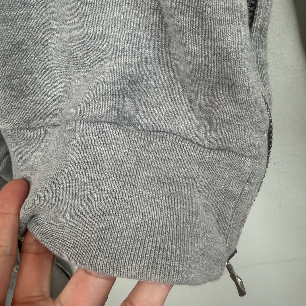Balmain Gray Patchwork Graffiti Zip Up Hoodie