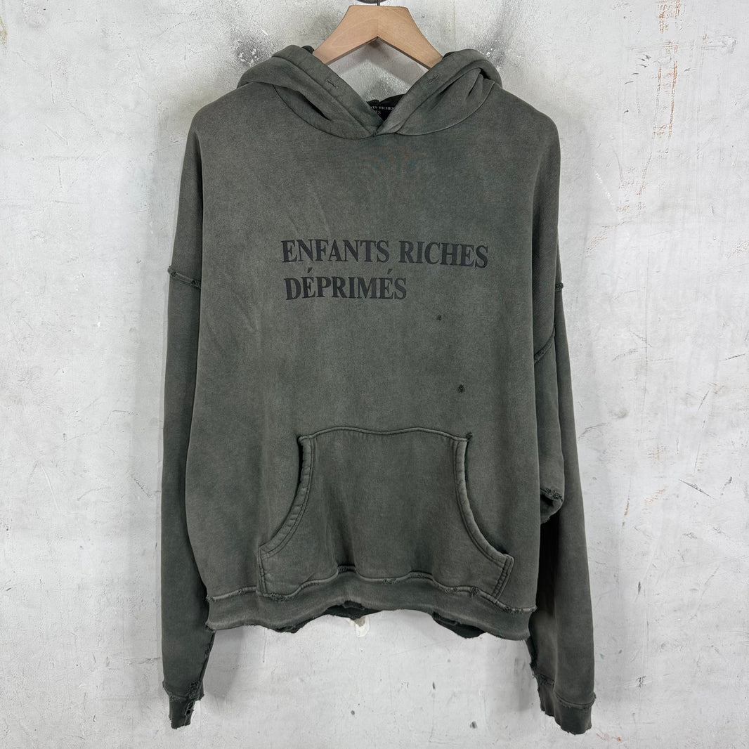 ERD Olive Distressed Logo Hoodie