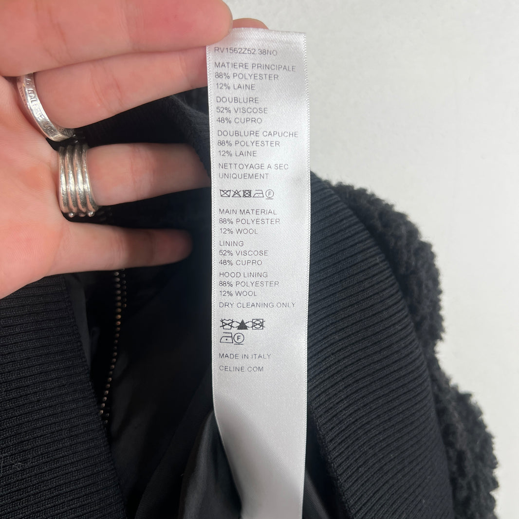 Celine Wool Blend Hooded Zip Up Jacket