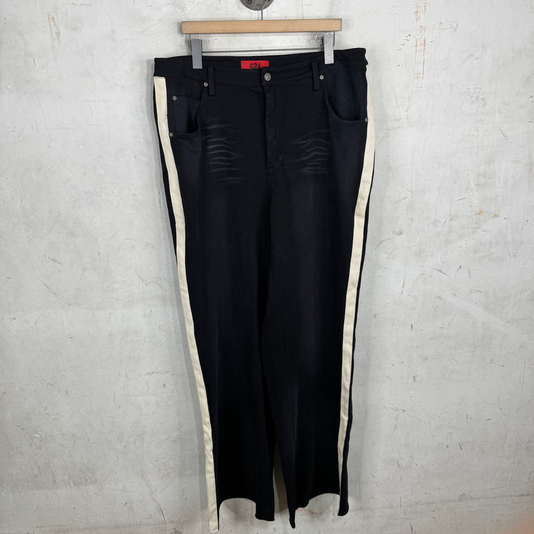 424 Washed Effect Striped Sweatpants