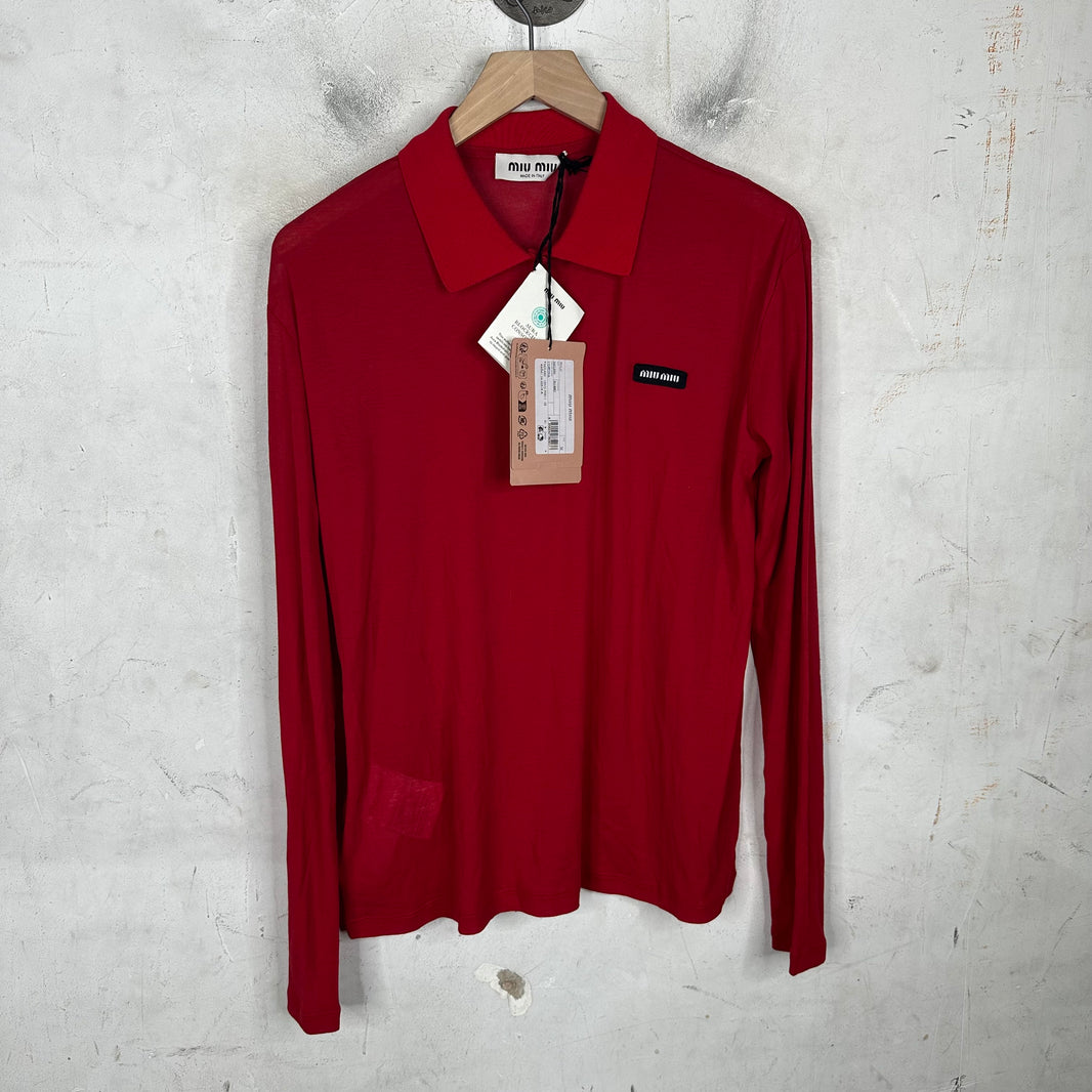 Miu Miu Red Thin Longsleeve Polo