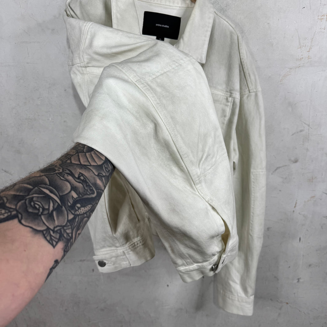 Entire Studio Dirty Wash Denim Jacket White