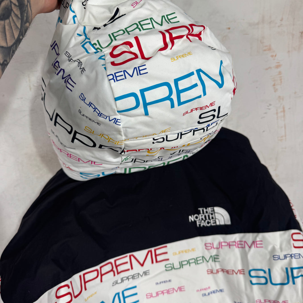 Supreme x TNF Multitcolor Script Puffer Parka Jacket
