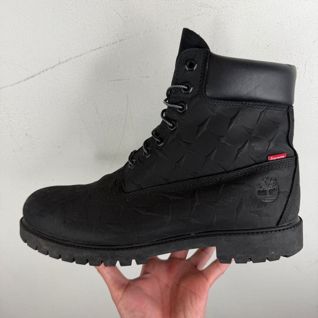 Supreme Timberland Black 6 Inch Diamond Plate Boots
