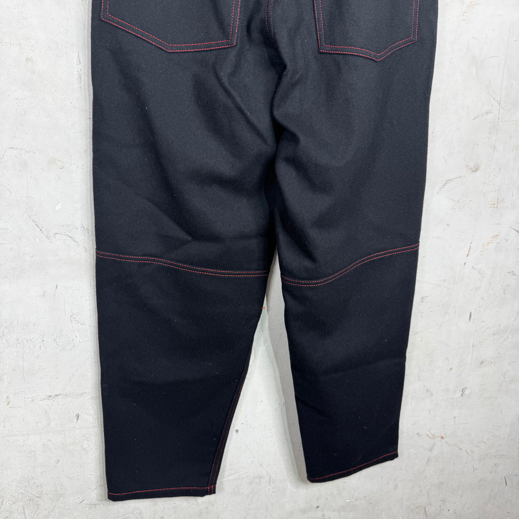 CDG Knee Paneled Black Wool Trousers