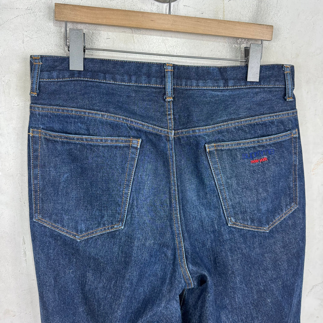 Supreme Thin Logo Raw Selvedge Jeans