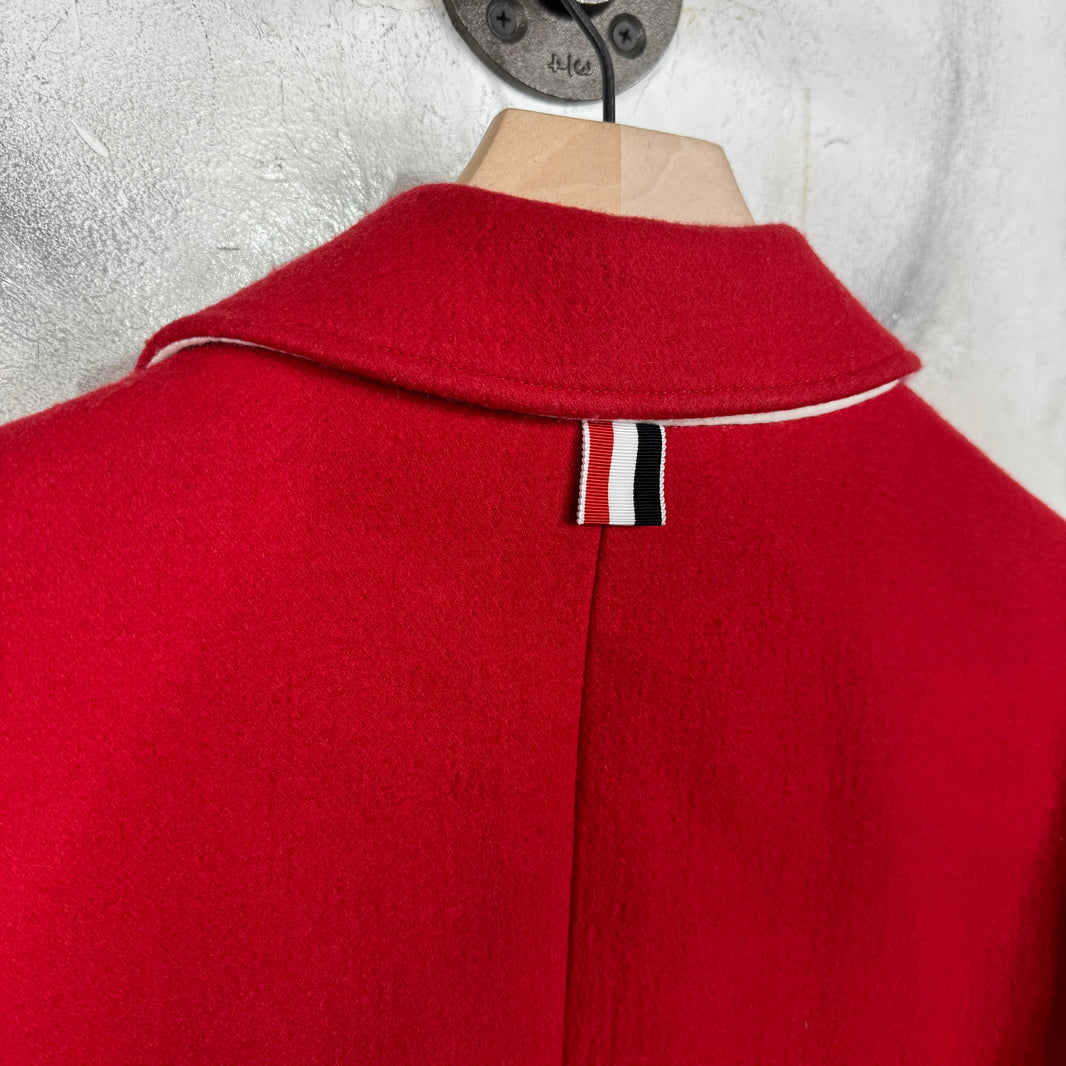 Thom Browne Red Wool Trench Coat