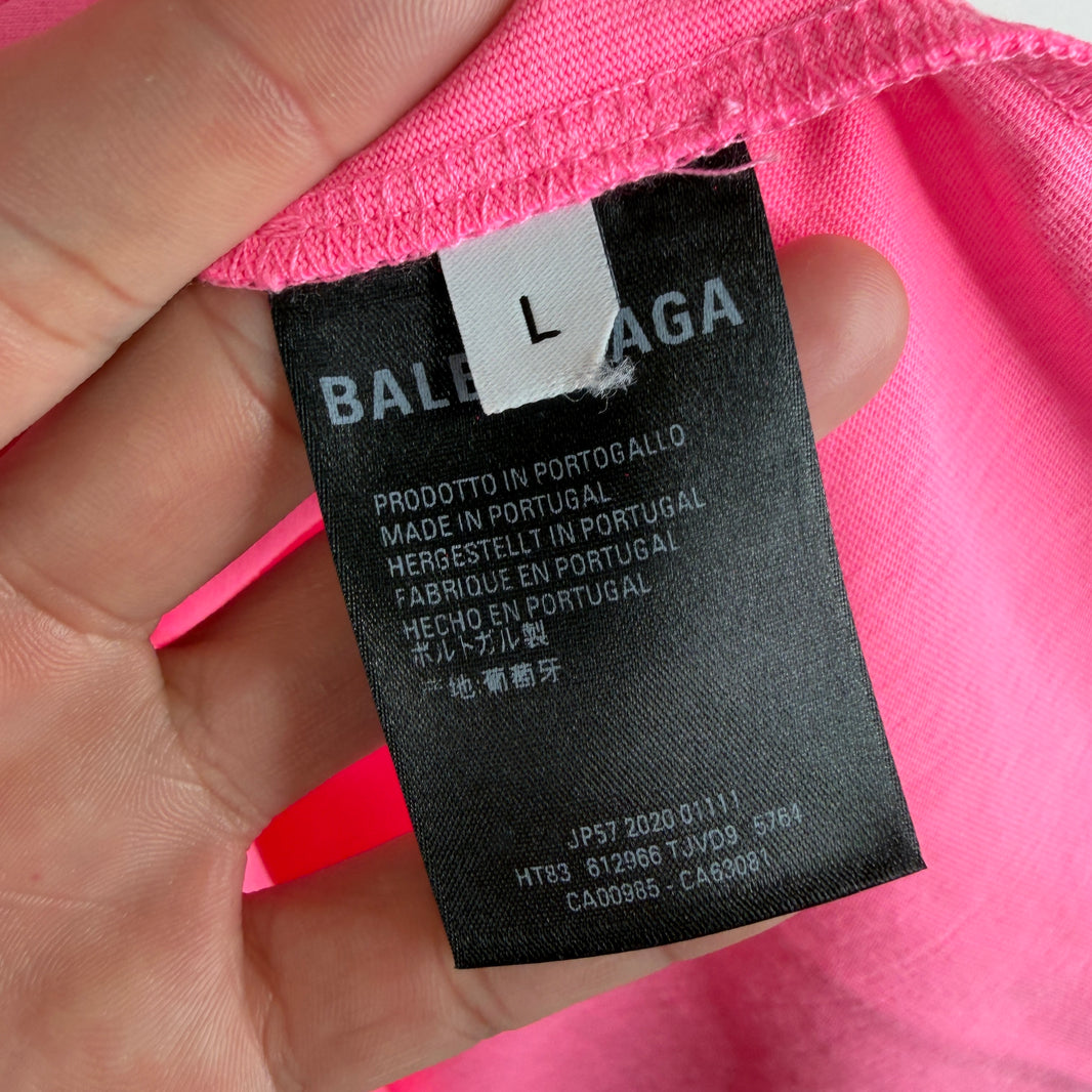 Balenciaga Pink Sponsor Logo T-Shirt
