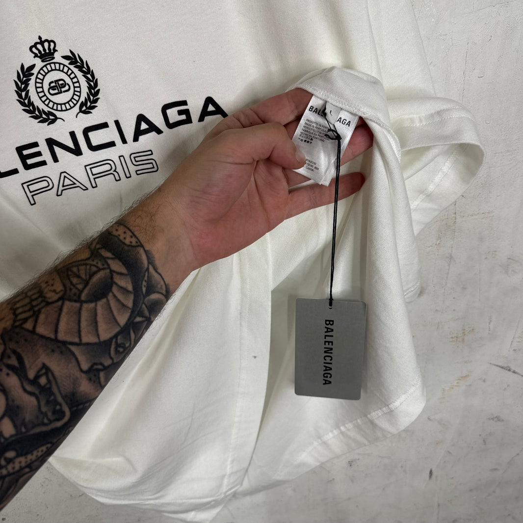 Balenciaga White Paris BB Crest T-Shirt