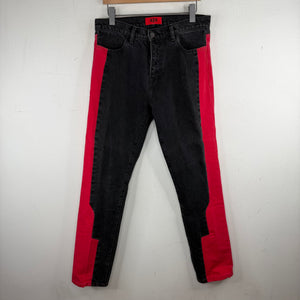 424 Red/Black Paneled Jeans