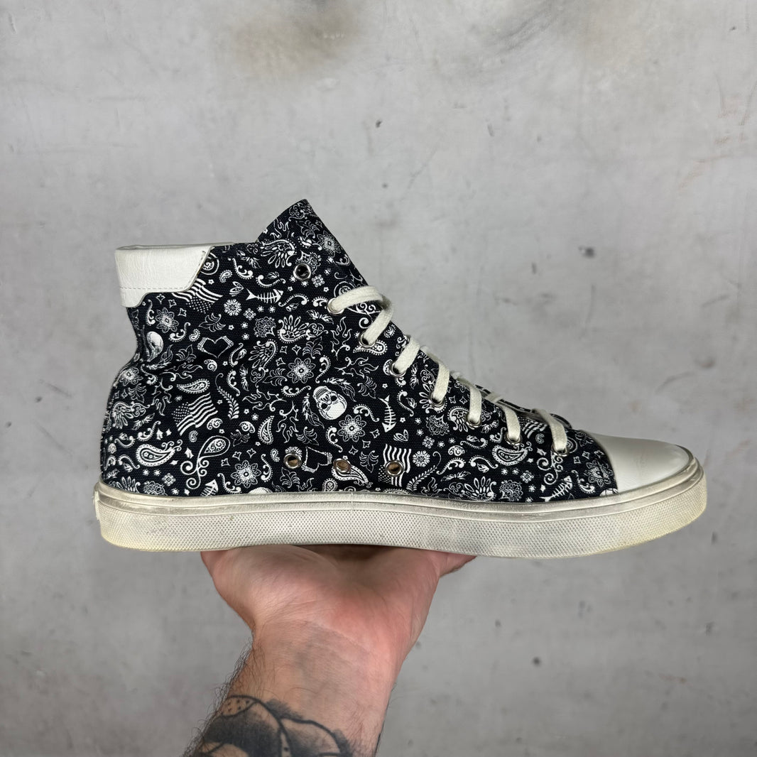 Saint Laurent Patterned Canvas Bedford Skull Sneakers