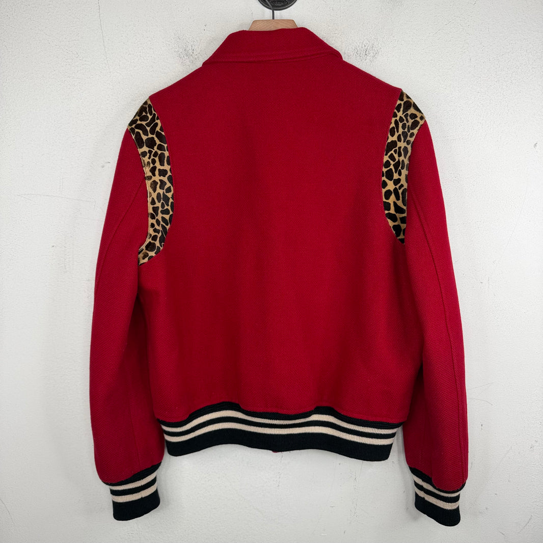 Saint Laurent Red Leopard Teddy Jacket