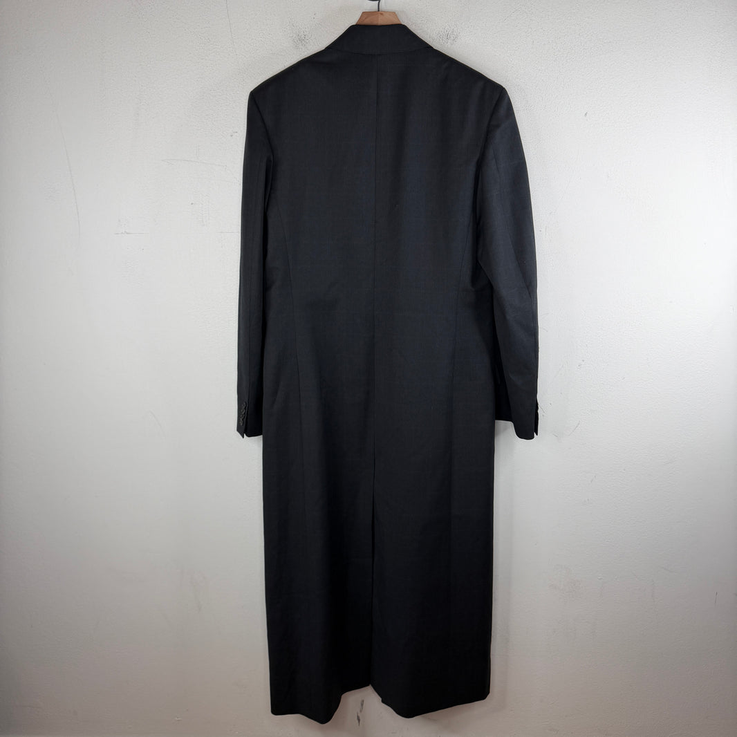 Balenciaga Sample Dark Gray Checkered Double Breasted Trench Coat