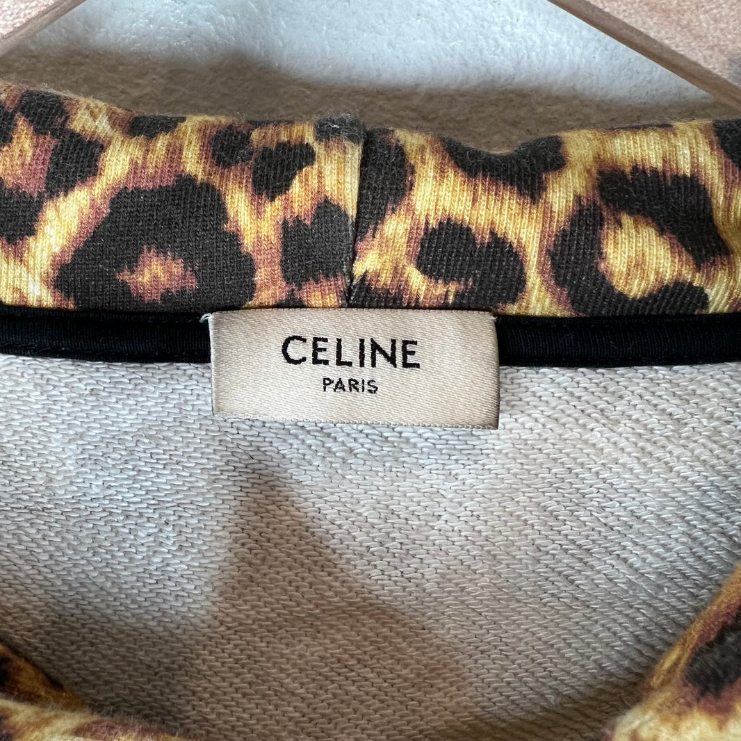 Celine Leopard Spell Out Logo Hoodie