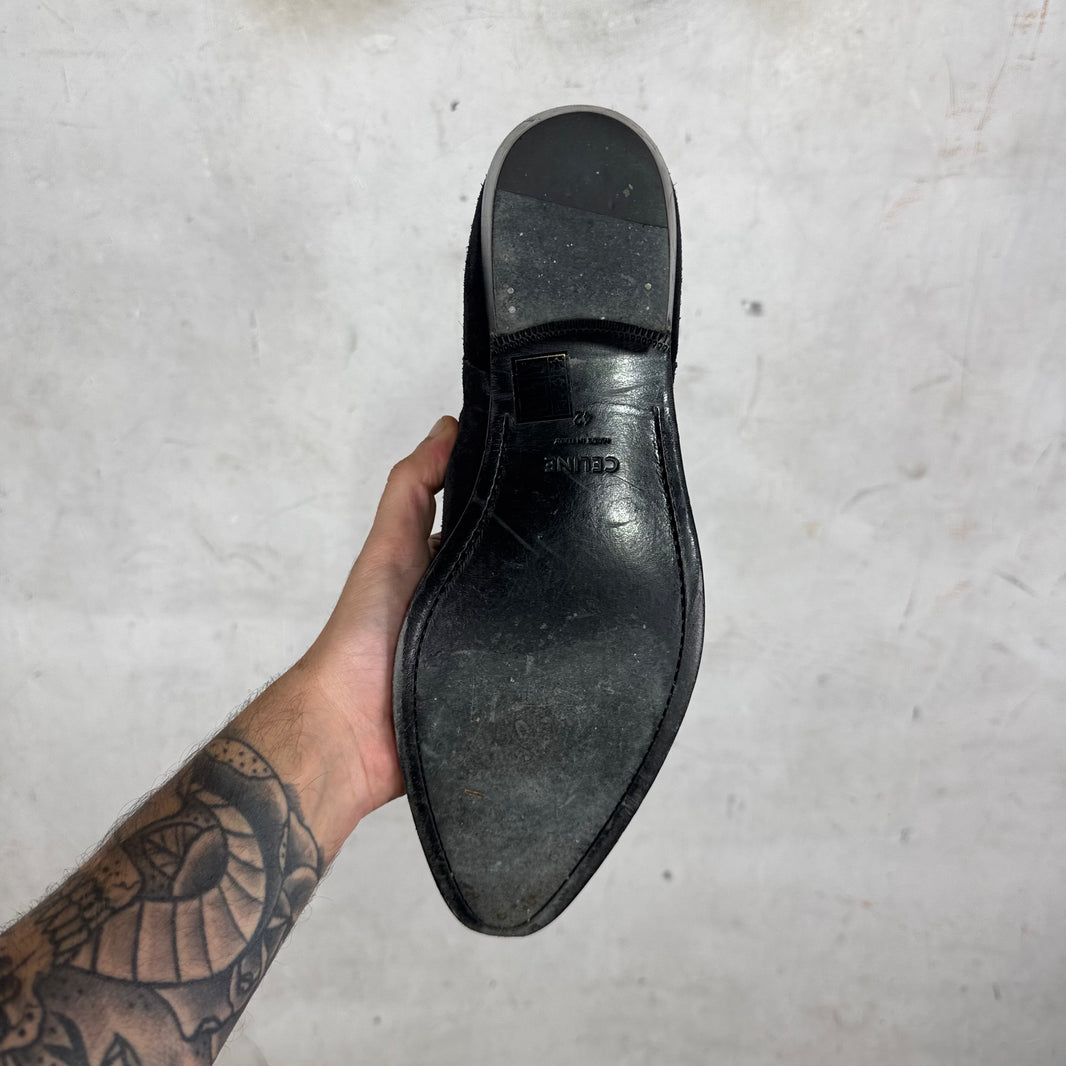 Celine Black Suede Chelsea Boots